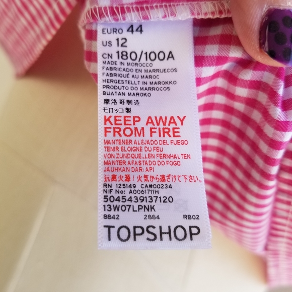Top shop Pink Gingham Crop Top NWT On/Off Shoulder - Picture 8 of 9